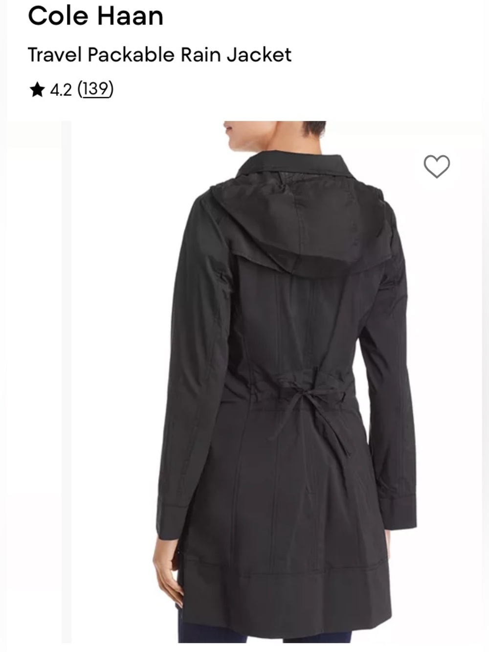 Cole Haan Women's Travel Packable Rain Jacket - like new, size L - Picture 2 of 5